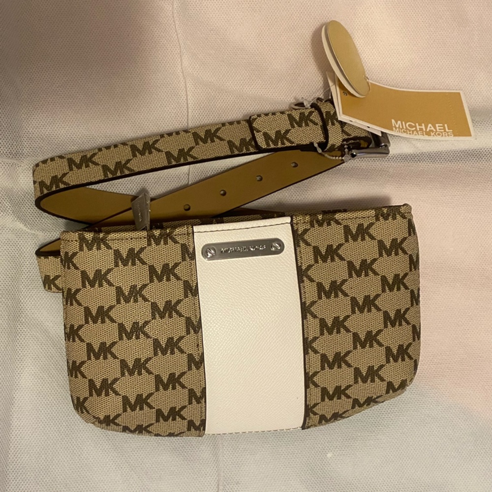 Michael Kors Monogram Waistbag Beige White MSRP $108